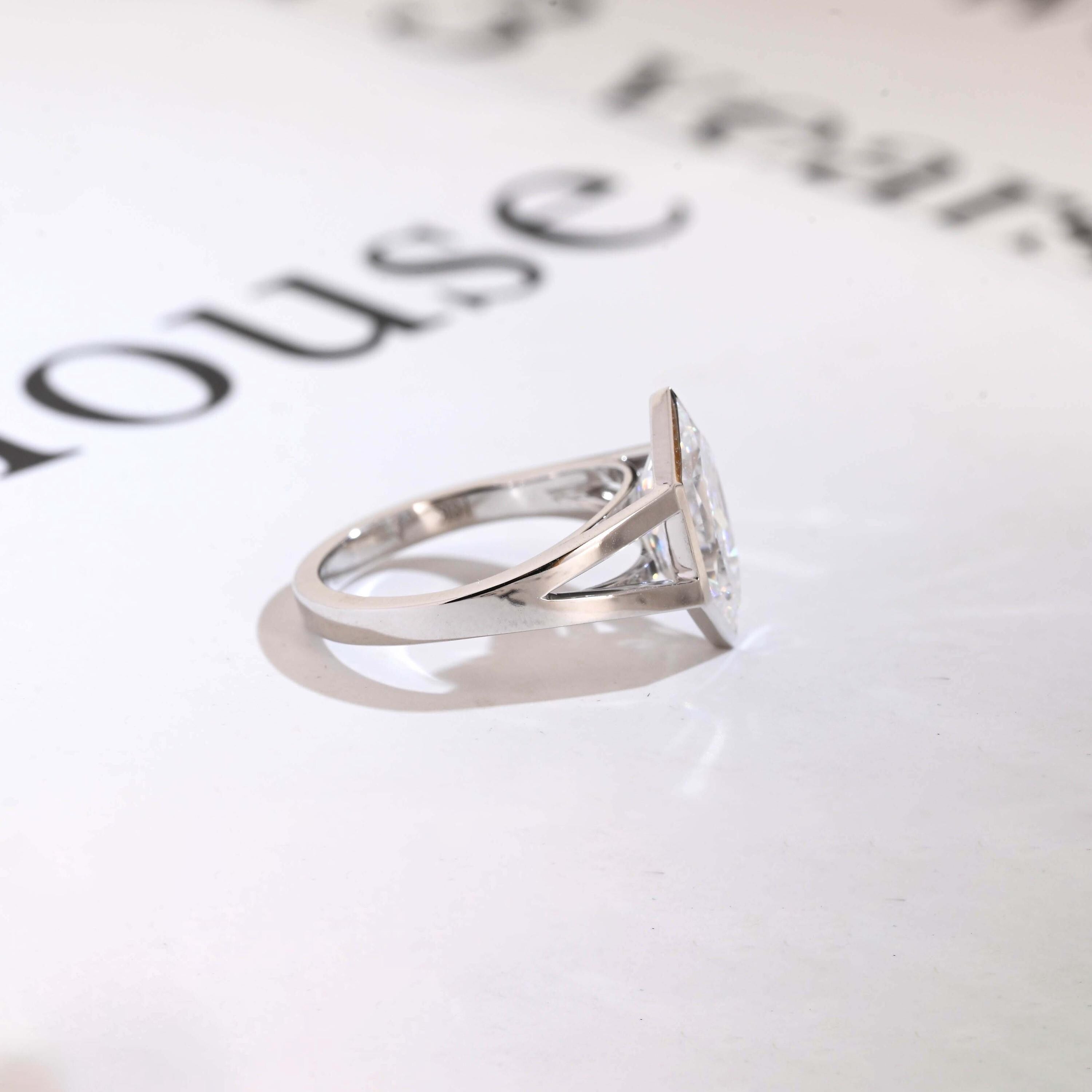 Solid Gold Hexagon Cut Moissanite Engagement Ring, Promise Ring