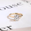 Solid Gold Oval Cut Moissanite Engagement Ring, Cathedral Setting