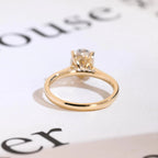 Solid Gold Oval Cut Moissanite Engagement Ring, Cathedral Setting