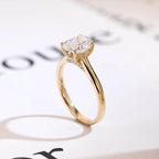 Solid Gold Oval Cut Moissanite Engagement Ring, Cathedral Setting