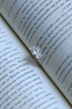 Solid Gold Oval Cut Moissanite Engagement Ring, Three Stone Ring