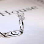 Solid Gold Oval Cut Moissanite Engagement Ring, Three Stone Ring