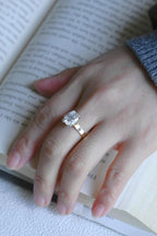 Solid Gold 3mm Band Elongated Cushion Cut Moissanite Engagement Ring, Anniversary Gift for Her