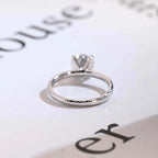 Solitaire Round Diamond Engagement Ring, Solid Gold Hammered Promise Ring, Birthday Gift for Women