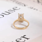 Solid Gold Emerald Cut Moissanite Engagement Ring, Anniversary Gift