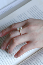 Solid Gold Emerald Cut Moissanite Engagement Ring, Anniversary Gift