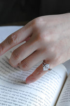 Solid Gold Hexagon Cut Moissanite Engagement Ring, Promise Ring