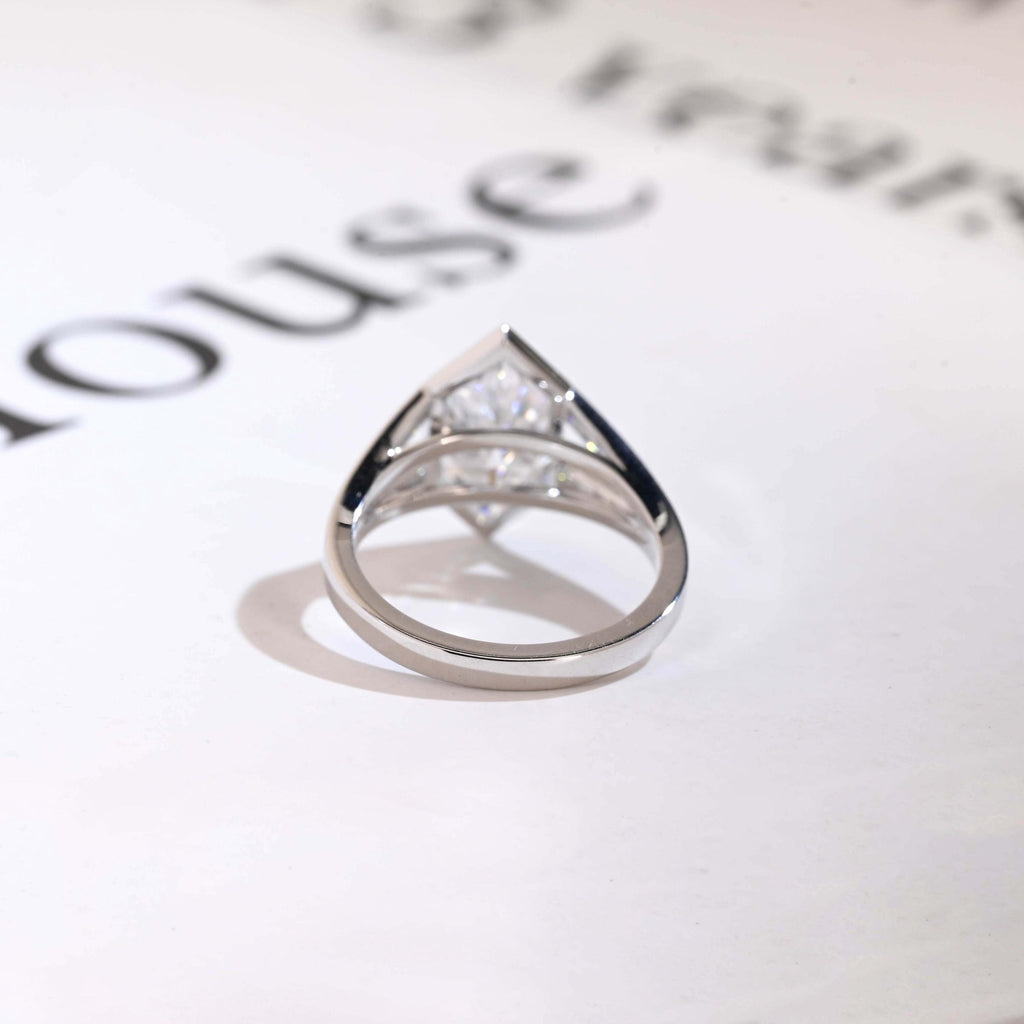 Solid Gold Hexagon Cut Moissanite Engagement Ring, Promise Ring
