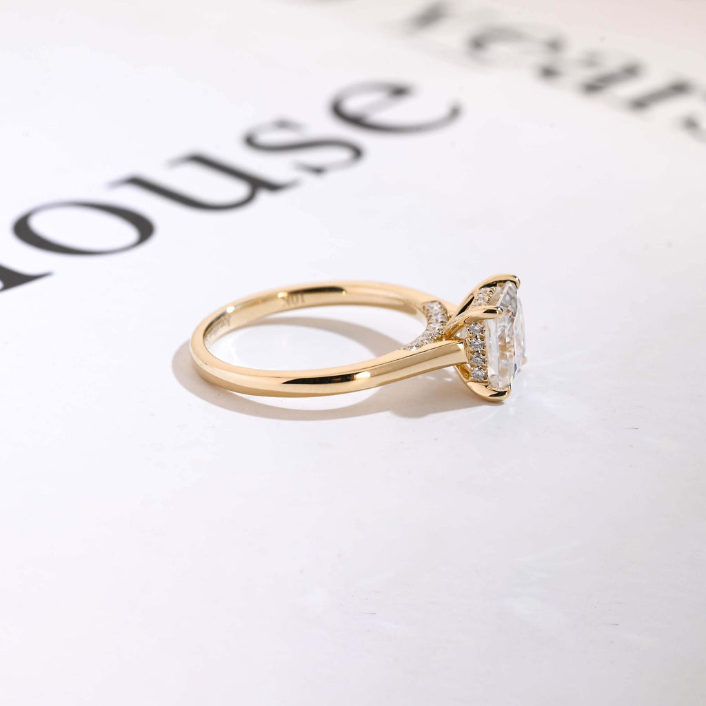 Solid Gold Princess Cut Moissanite Engagement Ring, Promise Ring