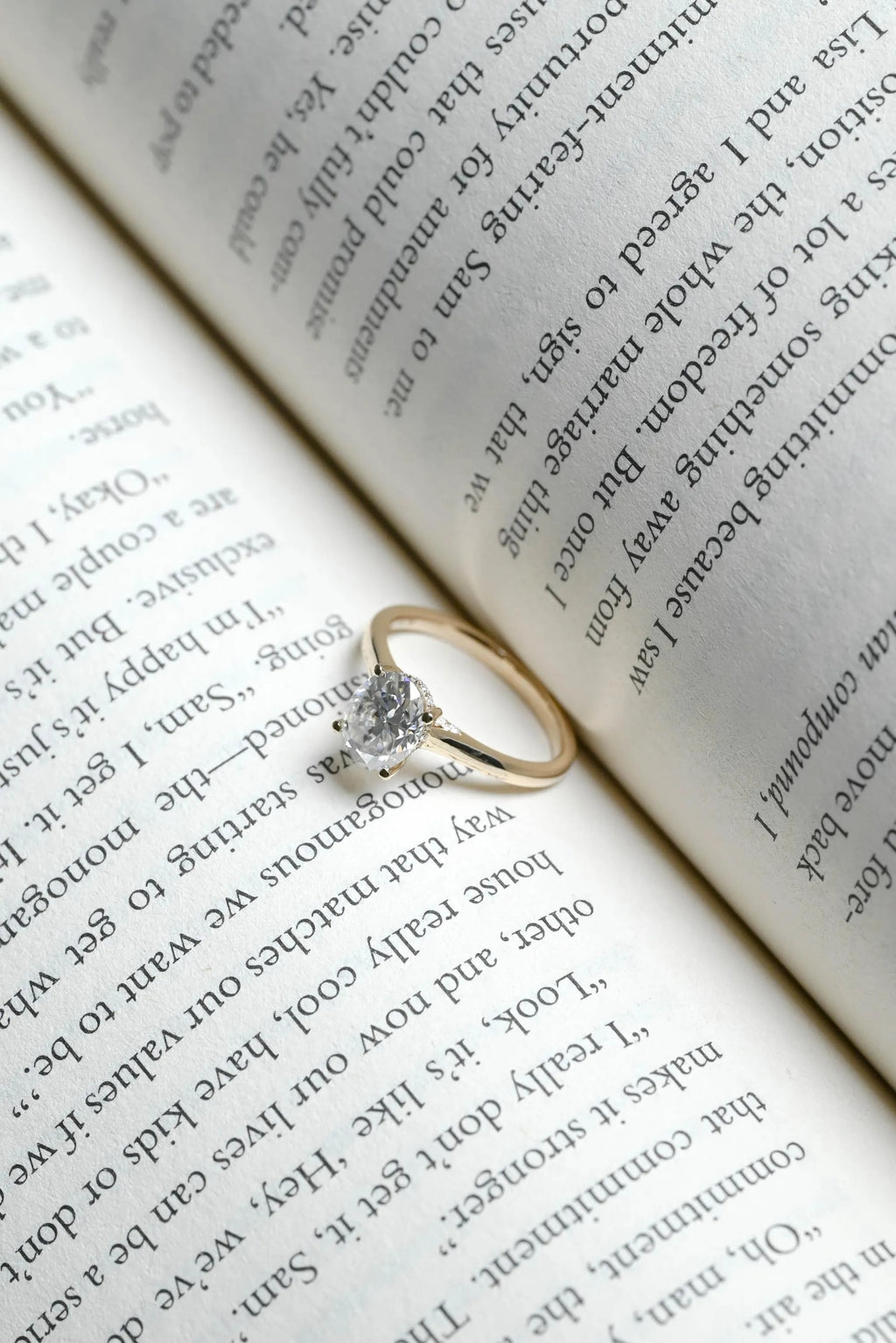 Solid Gold Oval Cut Moissanite Engagement Ring, Cathedral Setting