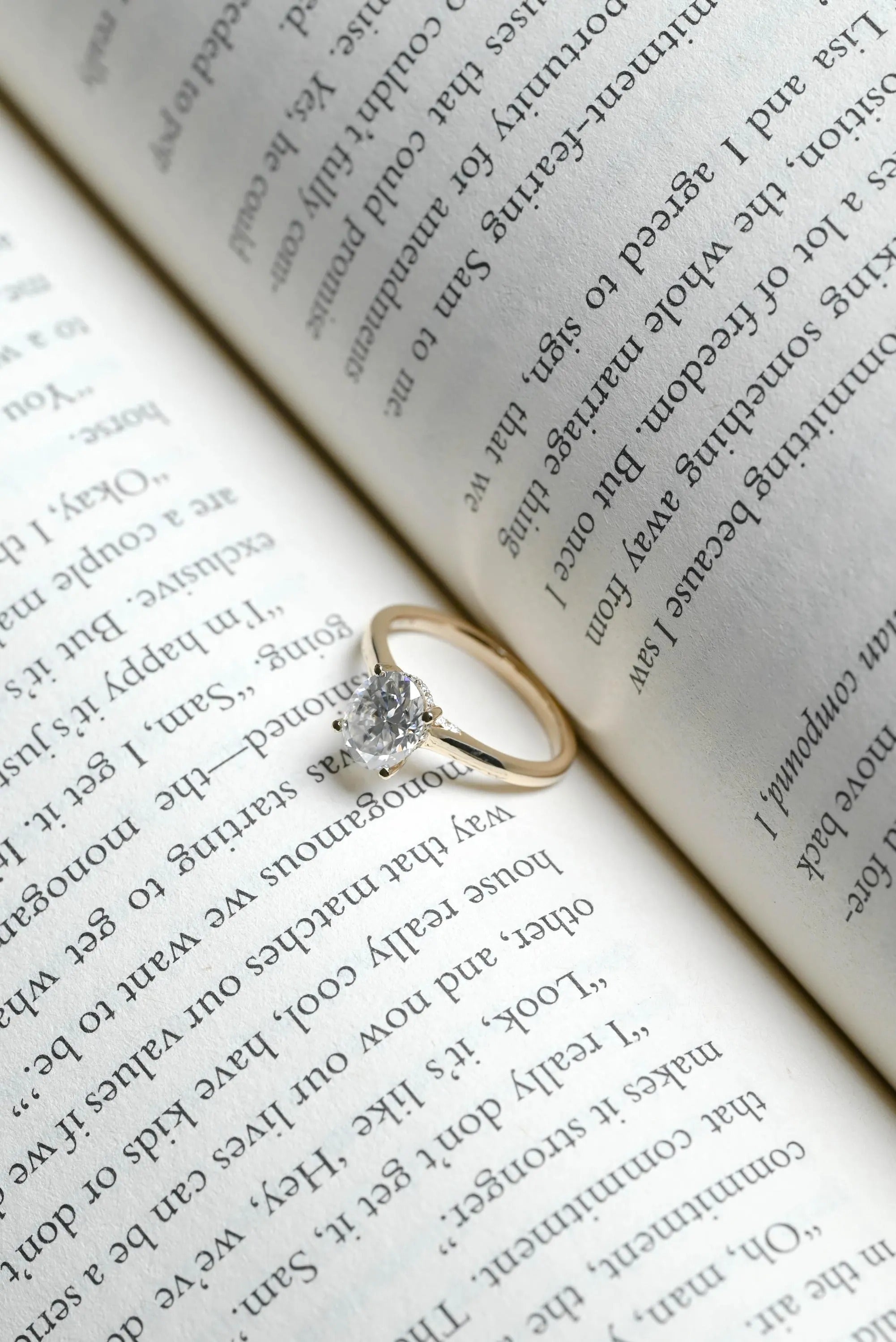 Solid Gold Oval Cut Moissanite Engagement Ring, Cathedral Setting