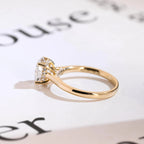 Solid Gold Oval Cut Moissanite Engagement Ring, Cathedral Setting