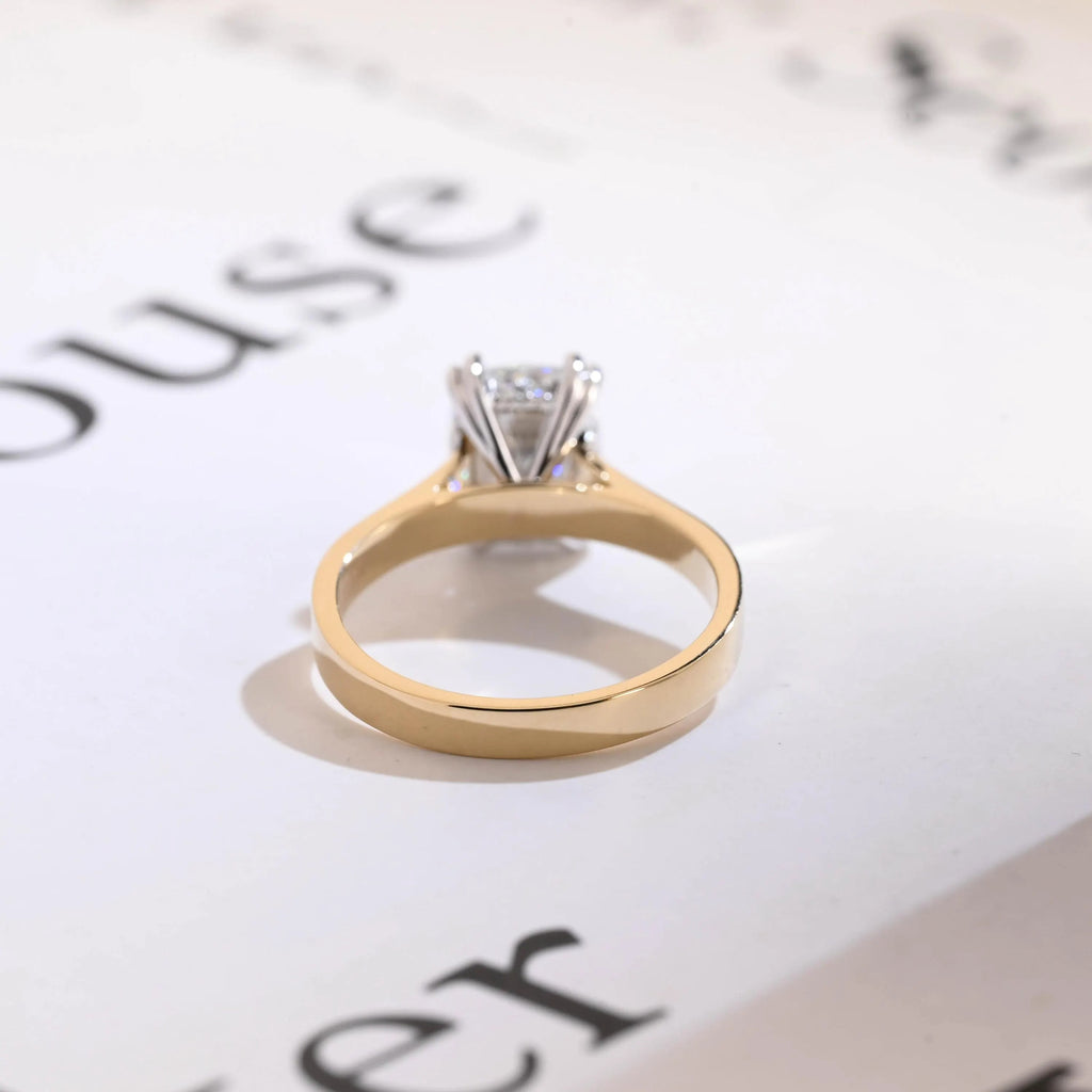 Solid Gold 3mm Band Elongated Cushion Cut Moissanite Engagement Ring, Anniversary Gift for Her