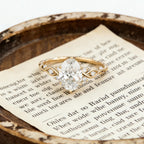 Oval Moissanite Engagement Ring, Twisted Wave Gold Ring, Unique Oval Wedding Ring, Infinity Style Engagement Ring for Women