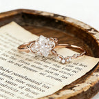 Marquise Cut Moissanite Engagement Ring Set, Rose Gold Infinity Bridal Set, Cluster Wedding Ring, Curved Stacking Band, Unique Promise Ring