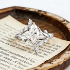Marquise Moissanite Engagement Ring, Nature Inspired Leaf Vine Ring, Unique Vintage Wedding Ring, Gold Elven Engagement Ring, Promise Ring