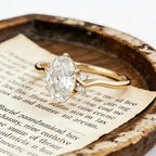 Oval Moissanite Engagement Ring, Curved Gold Engagement Ring, Unique Oval Wedding Ring, Minimalist Promise Ring for Women