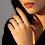 Oval Moissanite Engagement Ring, Twisted Band Ring with Accent Stones, Elegant Minimalist Promise Ring for Women