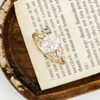 Oval Moissanite Engagement Ring, Twisted Band Ring with Accent Stones, Elegant Minimalist Promise Ring for Women