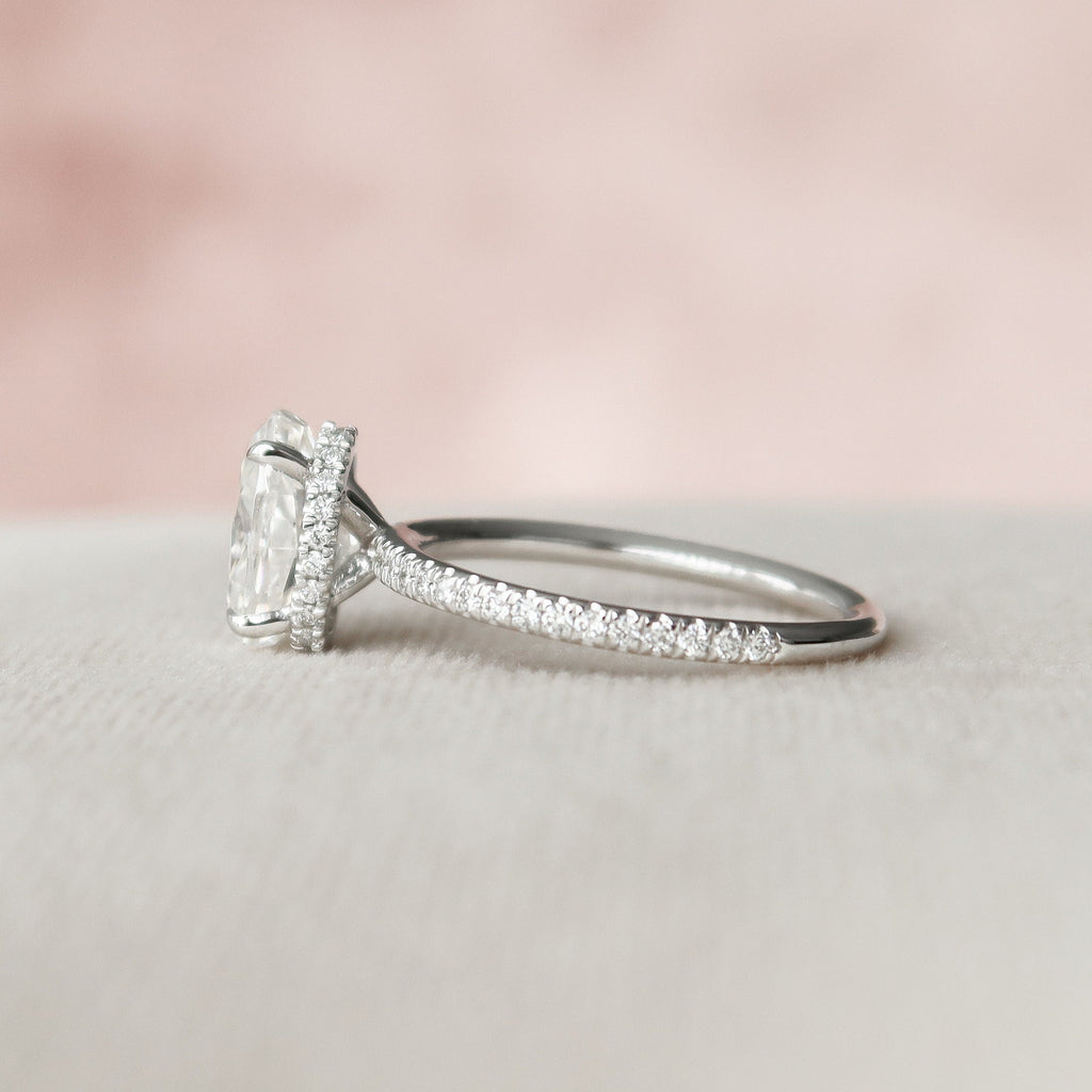1.50 CT Oval Cut Pave Style Moissanite Engagement Ring