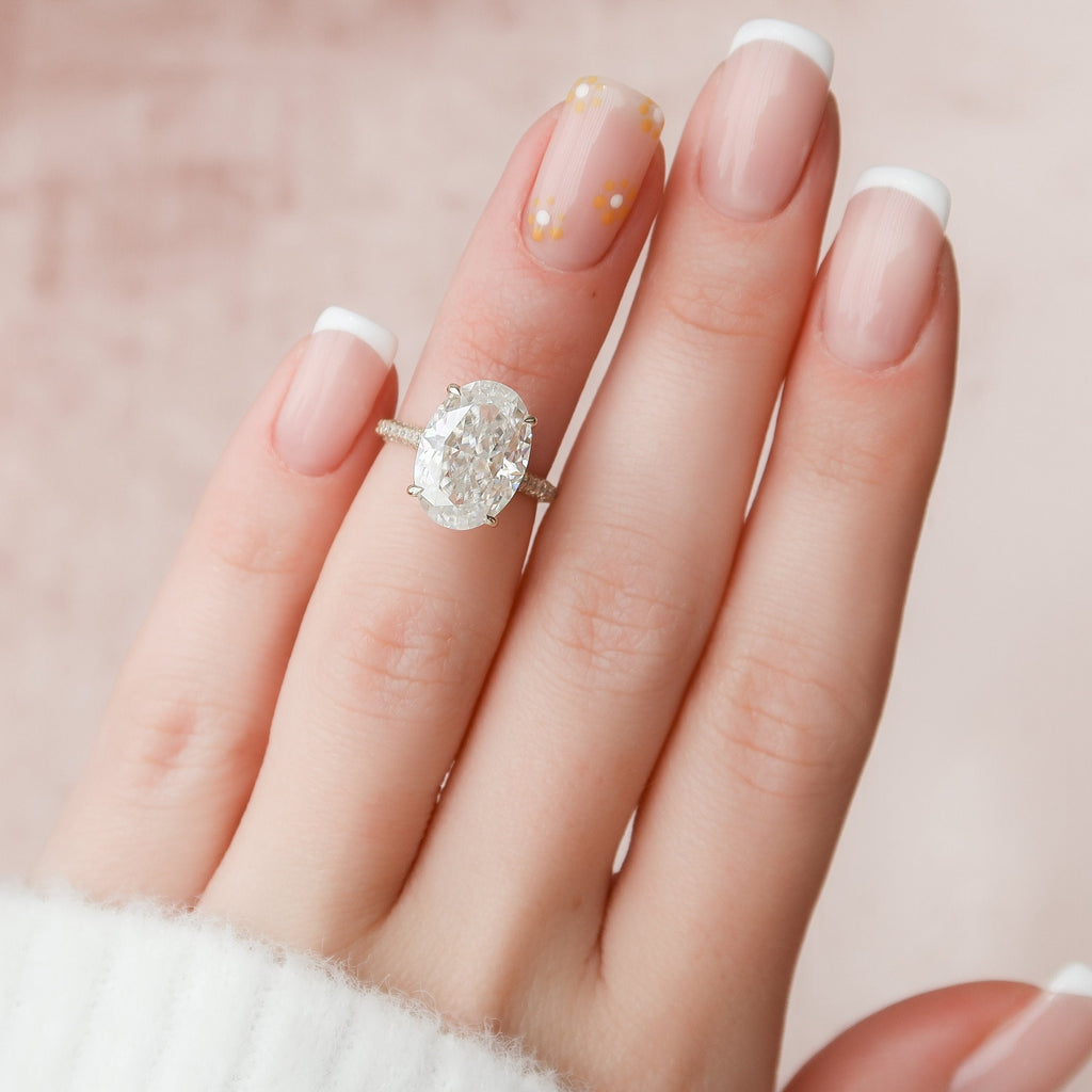 5.0 CT Oval Moissanite Pave Setting Engagement Ring