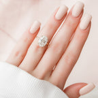 4.0 CT Oval Moissanite Hidden Halo Setting Engagement Ring