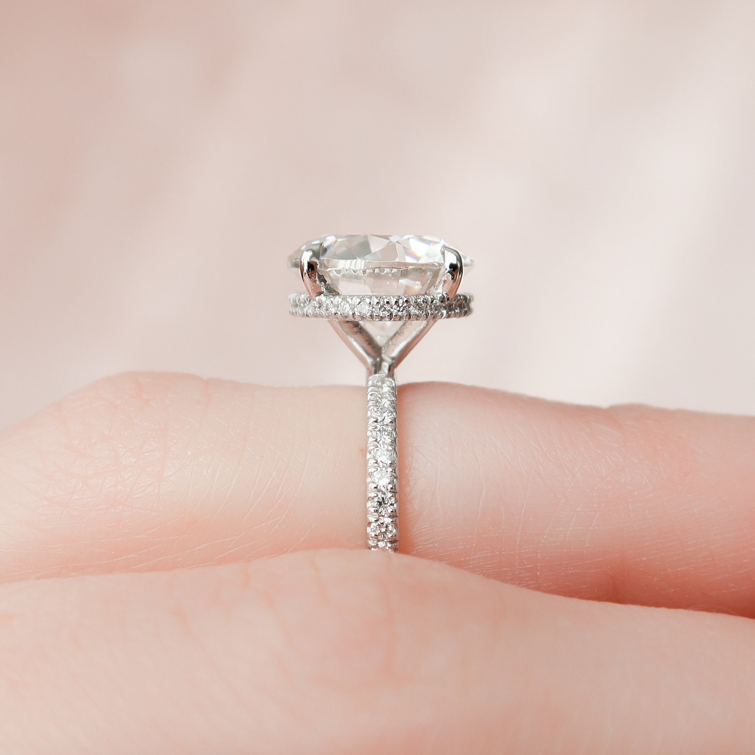 4.50 CT Round Moissanite Pave Setting Engagement Ring