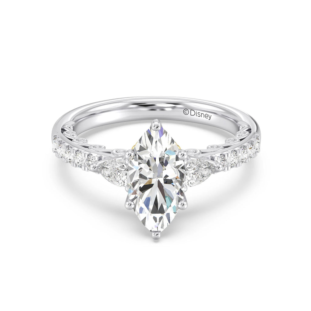 Enchanted Star Diamond Gold Ariel Shell Gallery Engagement Ring