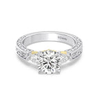 Enchanted Star Diamond And Gold Disney Princess Aurora Vintage Filigree Three Stone Engagement Ring