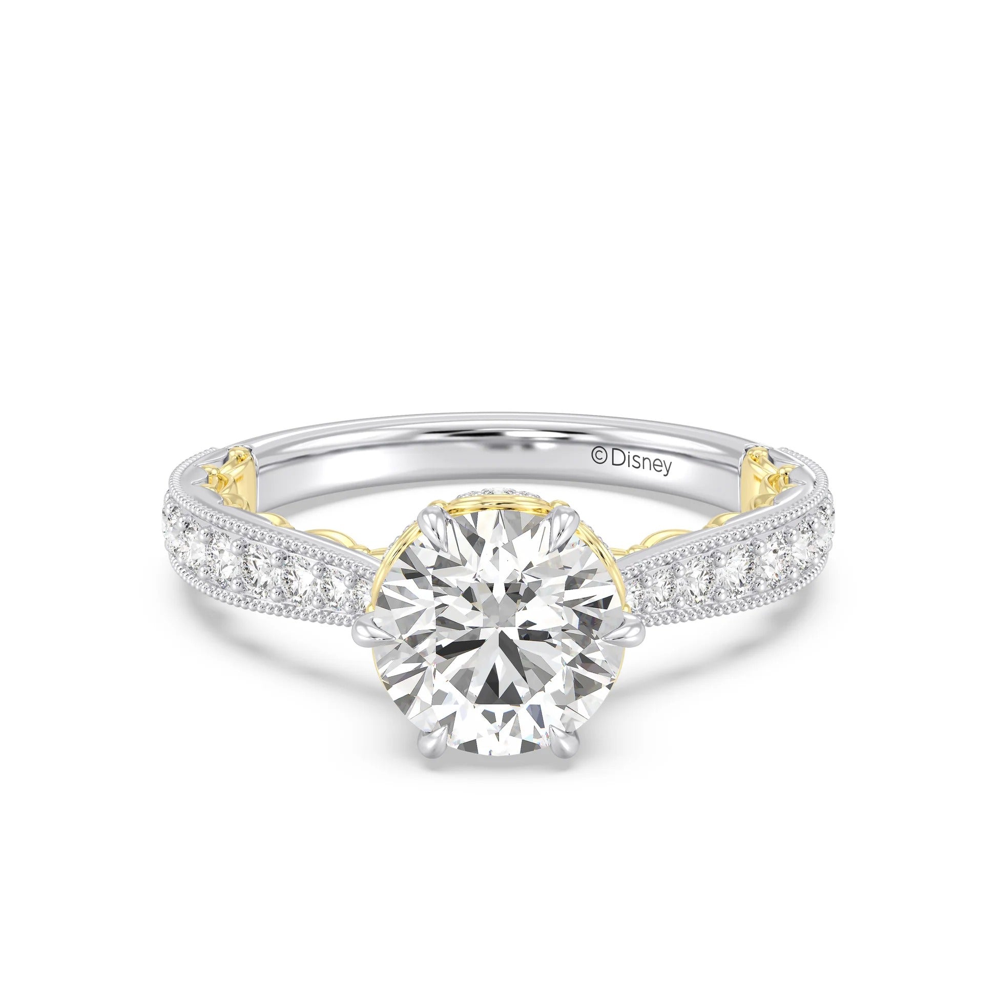 Enchanted Star Diamond And Gold Disney Princess Belle Vintage Ballroom Engagement Ring