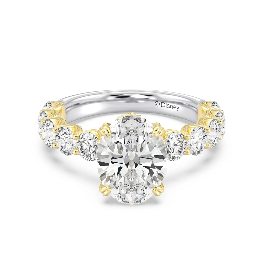 Enchanted Star Diamond And Gold Disney Princess Belle Hidden Halo Engagement Ring