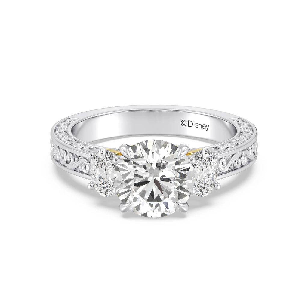 Enchanted Star Diamond And Gold Disney Princess Rapunzel Vintage Oval Three Stone Engagement Ring
