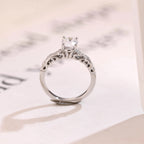 Solid Gold Oval Cut Moissanite Engagement Ring, Half Pave Promise Ring