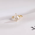 Solid Gold Pear Cut Moissanite Engagement Ring, Promise Ring