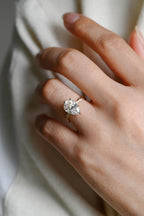 Solid Gold Pear Cut Moissanite Engagement Ring, Promise Ring