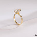 Solid Gold Pear Cut Moissanite Engagement Ring, Promise Ring