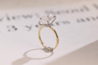 Solid Gold Two Tone Pear Moissanite Engagement Ring, Hidden Halo Promise Ring
