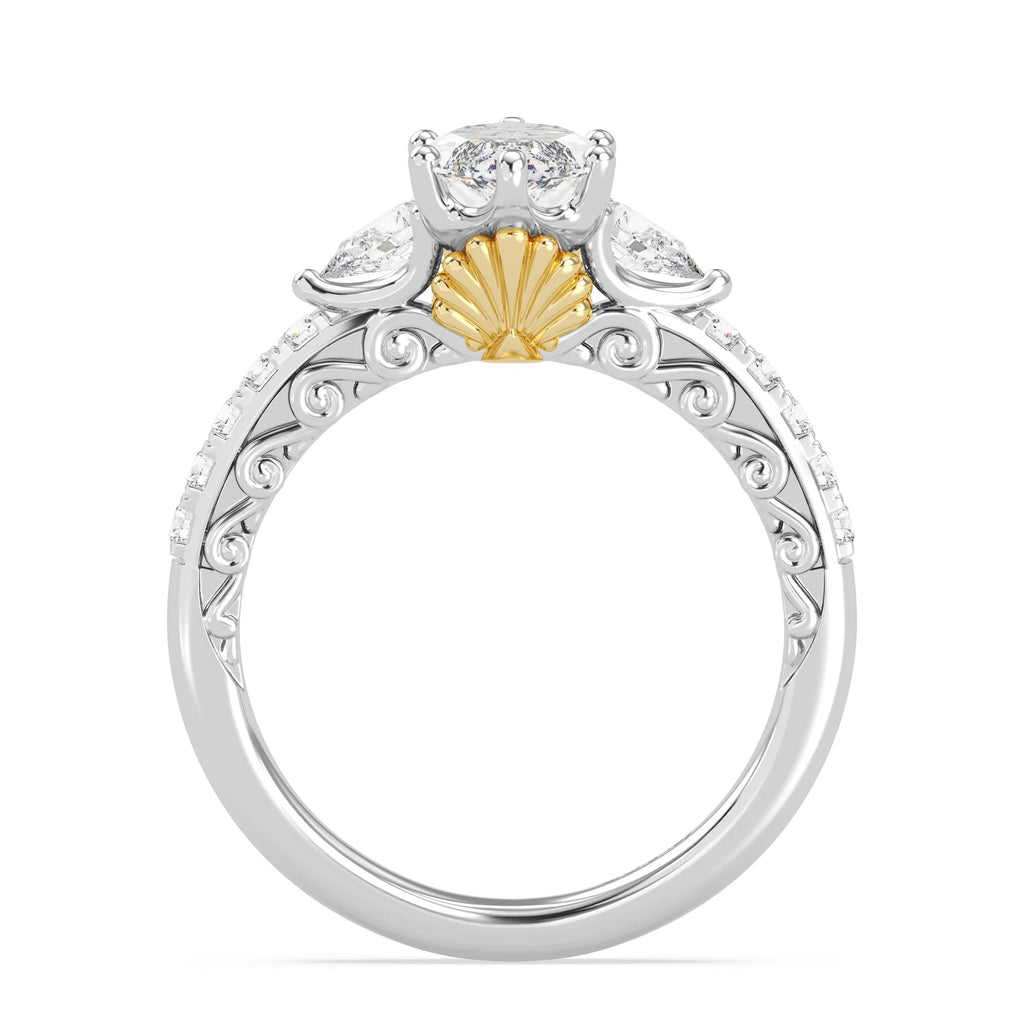 Enchanted Star Diamond Gold Ariel Shell Gallery Engagement Ring
