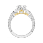 Enchanted Star Diamond And Gold Disney Princess Aurora Vintage Filigree Three Stone Engagement Ring