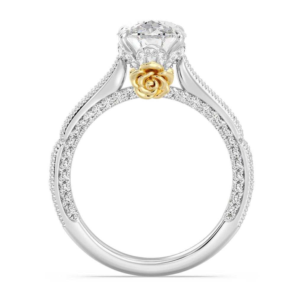 Enchanted Star Diamond And Gold Disney Princess Belle Vintage Milgrain Engagement Ring