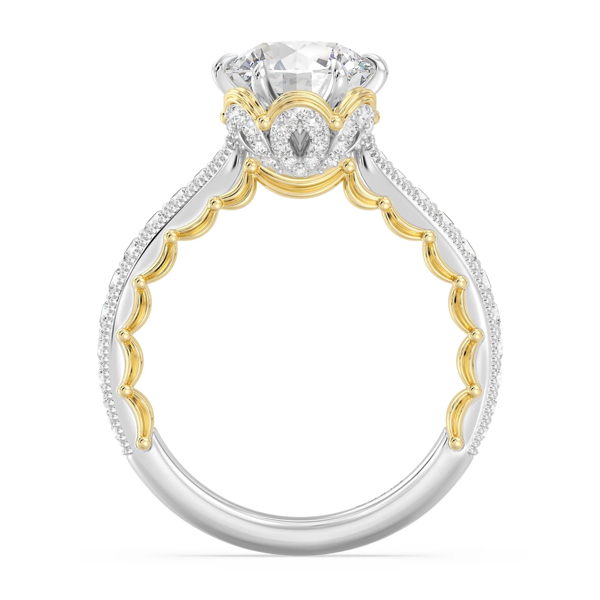 Enchanted Star Diamond And Gold Disney Princess Belle Vintage Ballroom Engagement Ring