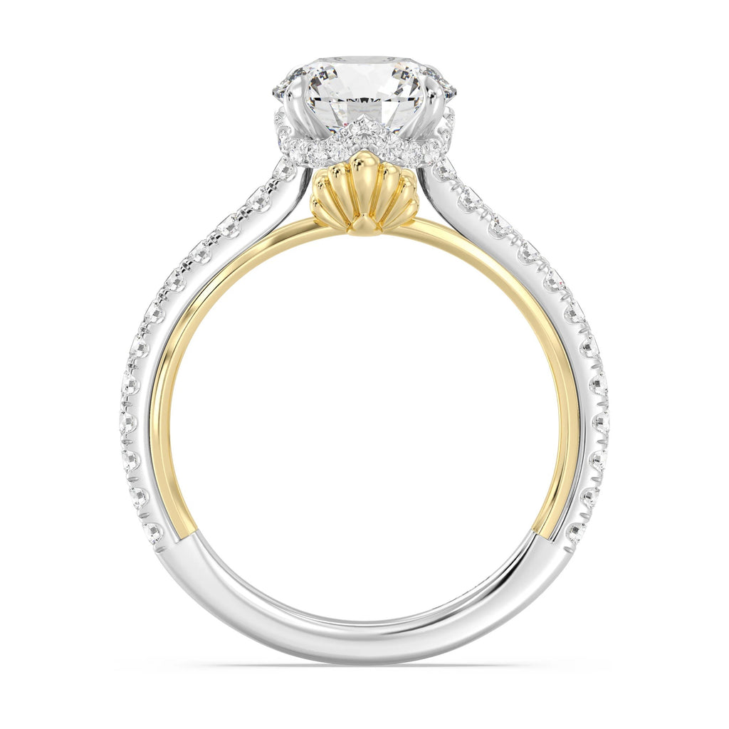 Enchanted Star Diamond And Gold Disney Princess Ariel Hidden Halo Engagement Ring
