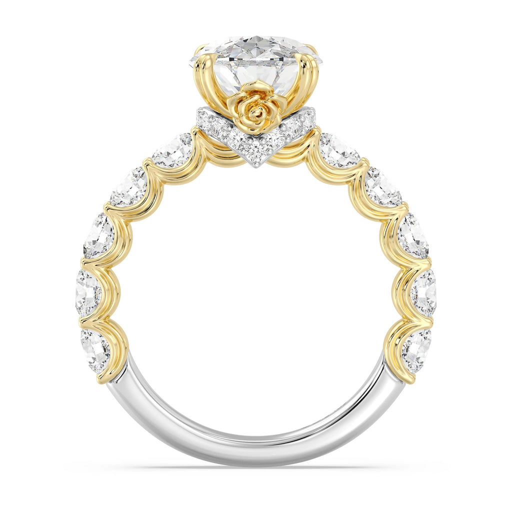 Enchanted Star Diamond And Gold Disney Princess Belle Hidden Halo Engagement Ring