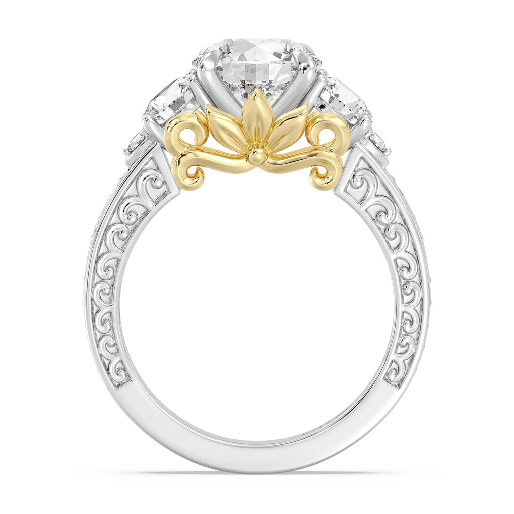 Enchanted Star Diamond And Gold Disney Princess Rapunzel Vintage Round Three Stone Engagement Ring