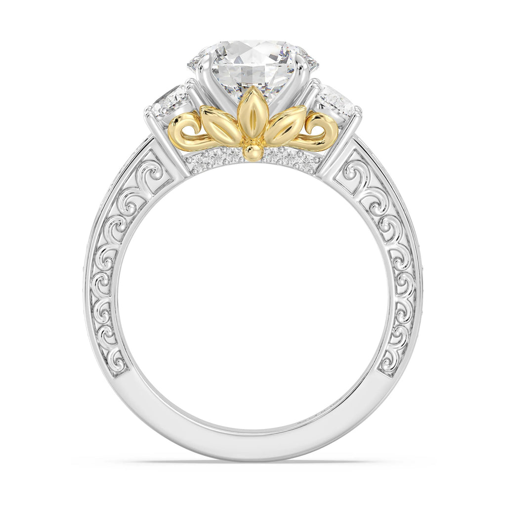 Enchanted Star Diamond And Gold Disney Princess Rapunzel Vintage Oval Three Stone Engagement Ring