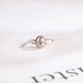 Solid Gold Three Stone Oval Cut Moissanite Engagement Ring