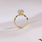 Solid Gold Pear Cut Moissanite Engagement Ring, Promise Ring