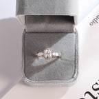 Solid Gold Three Stone Oval Cut Moissanite Engagement Ring