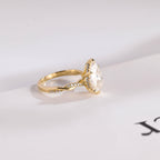 Solid Gold Pear Cut Moissanite Engagement Ring, Promise Ring