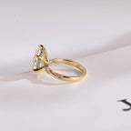 Solid Gold Pear Cut Moissanite Engagement Ring, Promise Ring